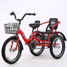Imagem de Triciclo adulto ao ar livre, cesta de carga de três rodas, 40 cm, para crianças de 2 a 12 anos, recreação, compras, masculina, feminina, piquenique, ciclismo, pedalada