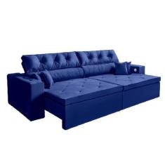 Imagem de Sofá 3 Lugares Smart 2,02 Metros Azul  Retrátil, Reclinável  Tecnologi