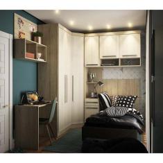 Imagem de Guarda Roupa de Canto Solteiro 7 Portas 1 Gaveta com Cabeceira e Escri