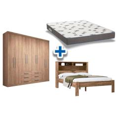 Imagem de Cama Casal Invicta + Colchão Ortobom D33 + Guarda Roupa Master 8.6 Atacama