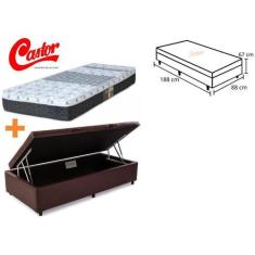 Imagem de Conjunto Cama Box Baú Solteiro + Colchão Castor Class Molas Antialérgi