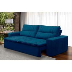 Imagem de Sofá Retrátil e Reclinável 3 lugares com Molas 1,80m Ester Suede Azul Adonai Estofados