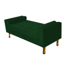 Imagem de Recamier Divã Félix Baú 90 Cm Estofado Luiz Xv Sofá Suede Verde Para S