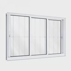 Imagem de Janela de Alumínio de Correr 120x150cm 3 Folhas com Grade Lucasa