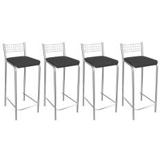 Imagem de Banqueta De Cozinha Gênova 1b705cr 4 Un Cromado/courano Preto - Kappesberg