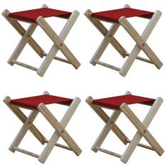 Imagem de Kit 4 Banquinho De Madeira Banqueta Pescador-vermelho