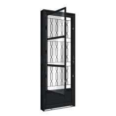 Imagem de Porta de Aço de Giro com Postigo e Grade Mosaico 215x85cm Aço Pronto Riobras Preto