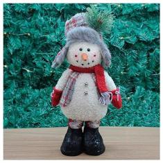Imagem de Enfeite Boneco De Neve Com Chapéu Natal Em Tecido 38cm