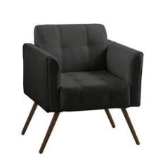 Imagem de Poltrona Bia Couro Marrom A102 Pés de Madeira - D`Rossi