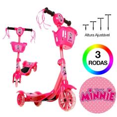Imagem de Patinete de Menina Minnie 3 Rodas Brinquedo Criança Com Led