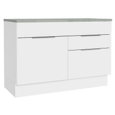 Imagem de Balcão Gabinete De Pia 120 Cm 1 Portas E 2 Gavetas (com Tampo) Branco Stella Madesa Branco