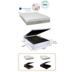 Imagem de Conjunto Cama Box Baú Casal Padrão + Colchão Sankonfort Strong Molas E