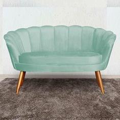 Imagem de Namoradeira Estofada Decorativa Para Recepção Pétala Veludo Verde Chá - LM DECOR