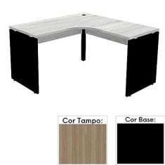 Imagem de Mesa de Escritório em L Pé Painel Pe25 em Mdp 125 x 125 x 60 cm Cor Noce Naturalle e Base Preta