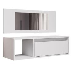 Imagem de Penteadeira Camarim Com Espelho Suspensa 90cm 1 Gaveta Elle M24 Branco - Mpozenato