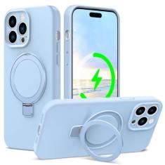 Imagem de ZHK Capa de silicone líquido projetada para iPhone 14 Pro Max com suporte magnético, [proteção precisa da lente da câmera][à prova de choque de grau mil] [forro de microfibra macio antiarranhões] Capa