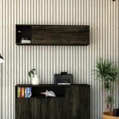 Imagem de Armário Aéreo com Nicho e Porta Basculante 35x135x35cm Carvalho/Preto