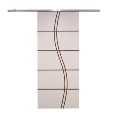 Imagem de Porta De Correr Branco Prime Frisada Kit Alumínio Fs Duplo - 210x110