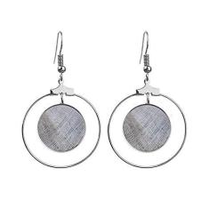 Imagem de Brincos de tecido cinza linho abstrato pendentes argola joia círculo gota