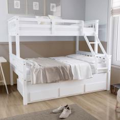 Imagem de Treliche Casal/Solteiro Prime RB com 03 Gavetas Madeira Maciça Branco Housin