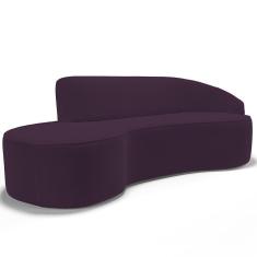 Imagem de Sofá 4 Lugares Curvo Living Firenze Direito D02 Veludo Roxo 260cm C-292 - Lyam
