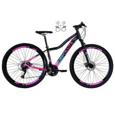 Imagem de Bicicleta Feminina Aro 29 Absolute Hera 21v Freio a Disco Hidráulico Alumínio Garfo Suspensão - Preto/Rosa
