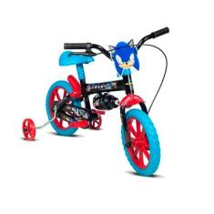 Imagem de Verden Bicicleta Infantil Sonic Aro 12 Preta e Azul com rodinhas e garrafinha