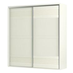 Imagem de Guarda-Roupa 2 Portas de Correr 7 Prateleiras Ripado Off White - Dalla