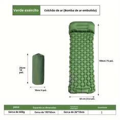 Imagem de Colchão Inflável Ultraleve para Camping com Bomba e Travesseiros Integ