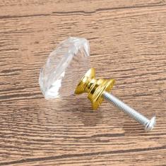 Imagem de 1/10 peças 20-40mm base dourada e prateada em forma de diamante puxadores de vidro cristalino armário puxa puxadores de gaveta puxadores de armário de cozinha, base dourada 40mm, 10 peças