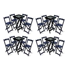 Imagem de Kit 4 Conjuntos De Mesa Bistrô Dobrável Jack Daniel`s Com 4 Banquetas De Madeira Preta - Cor: Preto