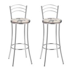 Imagem de Kit 2 Banquetas Cromadas Bc26-a E516 Cromado/Bege