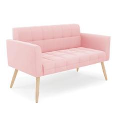 Imagem de Sofá Namoradeira Elisa Suede Pés Palito Natural - D'rossi - Drossi