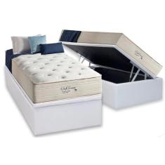 Imagem de Cama Box Baú Solteiro: Colchão Molas MasterPocket Ensacadas Anjos Soft Dream + Base crc Courano White(88x188)