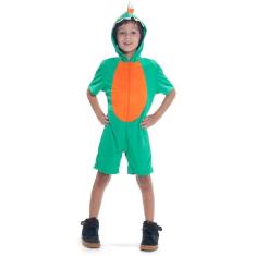 Imagem de Fantasia Dinossauro Verde e Laranja Infantil Roupa Carnaval