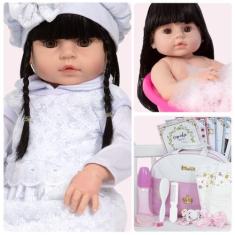 Imagem de Boneca Reborn Menina Morena Linda 100% Vinil Com Bolsa Itens - Cegonha