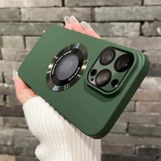 Imagem de Capa magnética para iphone 11 12 13 14 15 pro max capa de cor sólida para iphone 15 14 pro capa com filme de câmera, verde, para iphone 14 promax