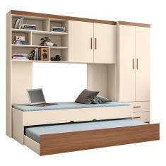 Imagem de Dormitório Chiara Guarda Roupa, Aéreo 2 Portas e Bicama com Colchões Supreme D20 - Phoenix Baby