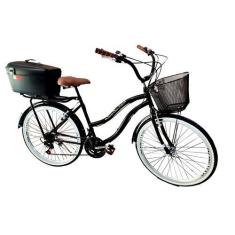 Imagem de Bicicleta Tipo Food Bike Aro 26 18V Com Baú Box Preto - Maria Clara Bi