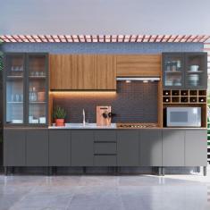 Imagem de Cozinha Completa Cambará 16 Portas 3 Gavetas Montana/Grafite - Quiditá