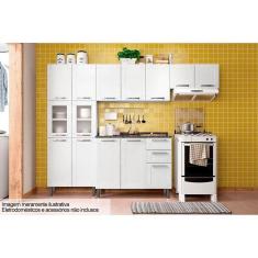 Imagem de Cozinha Modulada Completa Múltipla 4 Peças (2 Armários + 1 Balcão + 1 Paneleiro) C4P86 Branco - Bertolini
