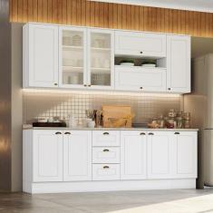 Imagem de Cozinha Completa 7 Peças 100% Mdf com Portas de Vidro Internacional Branco