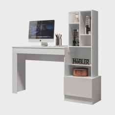 Imagem de Escrivaninha Office Sara com Estante 149 cm Branco - D'Rossi