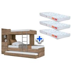 Imagem de Colchão Pérola Polar (3Un) + Beliche Plus C/ Auxiliar Atacama