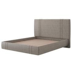 Imagem de Cama King Flutuante Com Cabeceira 195cm Lyra S05 Linho Marrom - Mpozen