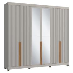 Imagem de Guarda-Roupas Casal 6 Portas com Espelhos Multimóveis CR35242 Cinza/Nature