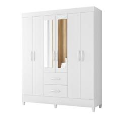 Imagem de Guarda Roupa Mobi 6 Portas Com Espelho Biflex ( Branco Fosco Liso / Ro