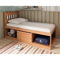 Imagem de Cama Multifuncional Juvenil c/ Nichos e Baú CM8037 Amêndoa/Branco - Tecno Mobili