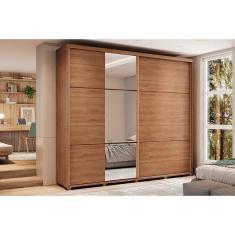 Imagem de Guarda Roupa Casal 2 Portas de Correr e 6 Gavetas c/ Espelho Titan 1173 c/ Pés Freijo - Carraro