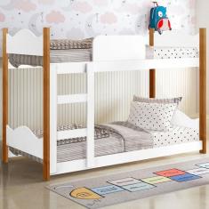 Imagem de Beliche Encanto com Escada e Grade de Proteção Branco/Grenat - Gabriel